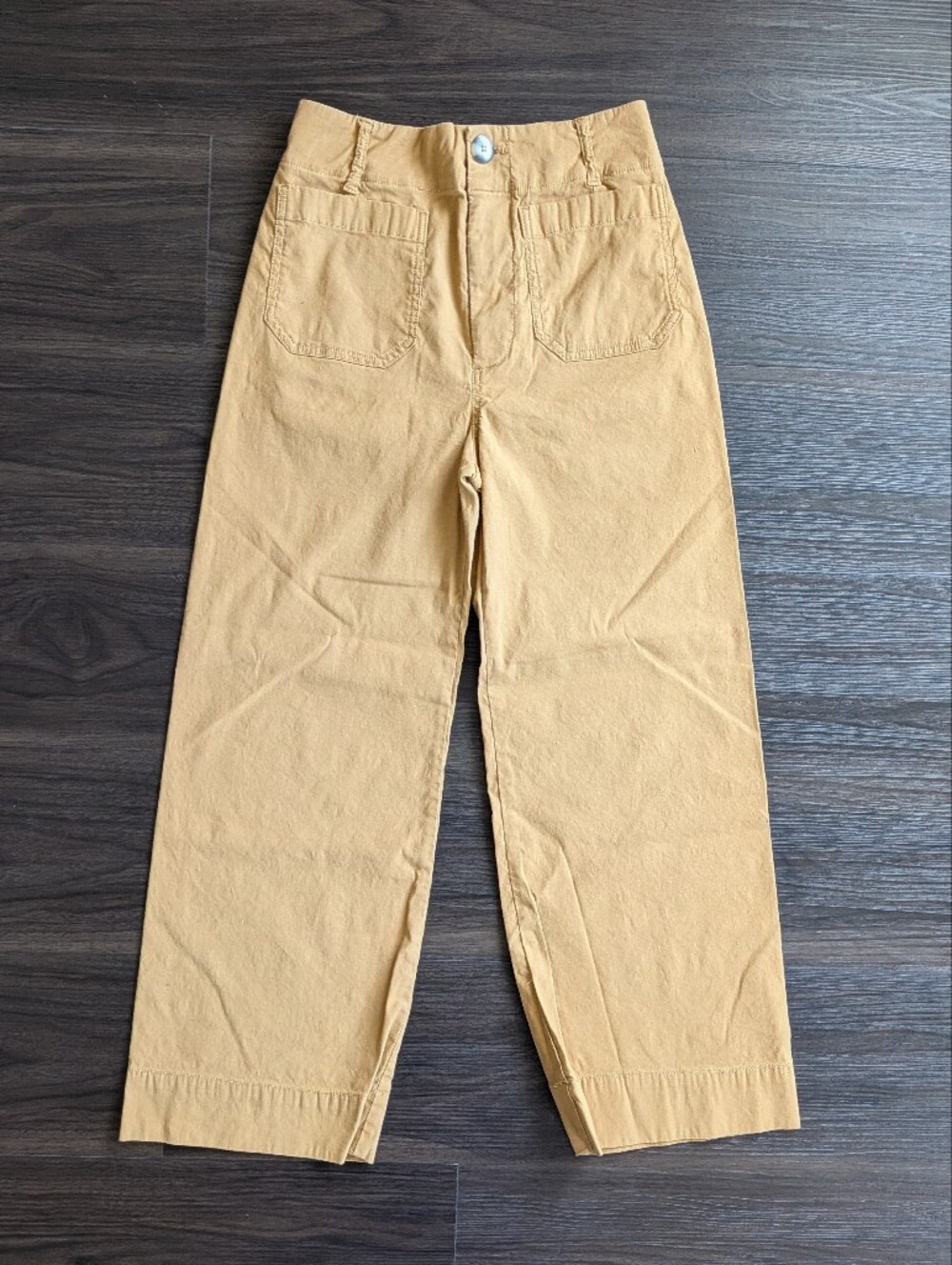 Anthropologie Maeve Tan Colette Cropped Pant Wide Leg High Rise Fall 25